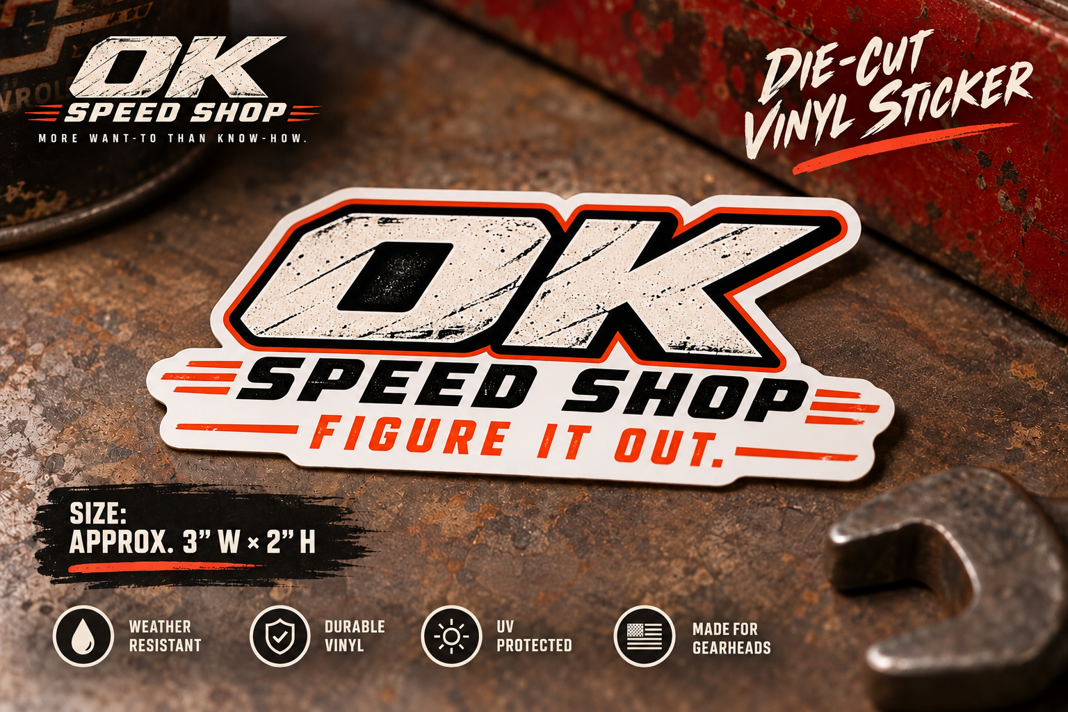 OK Speed Shop Figure It Out Sticker