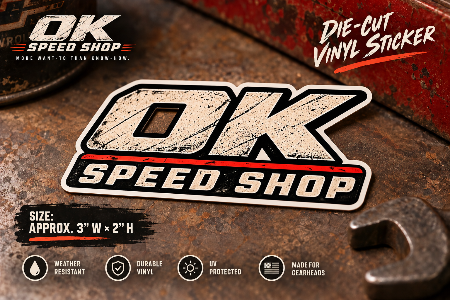 OK Speed Shop Gritty Logo Sticker