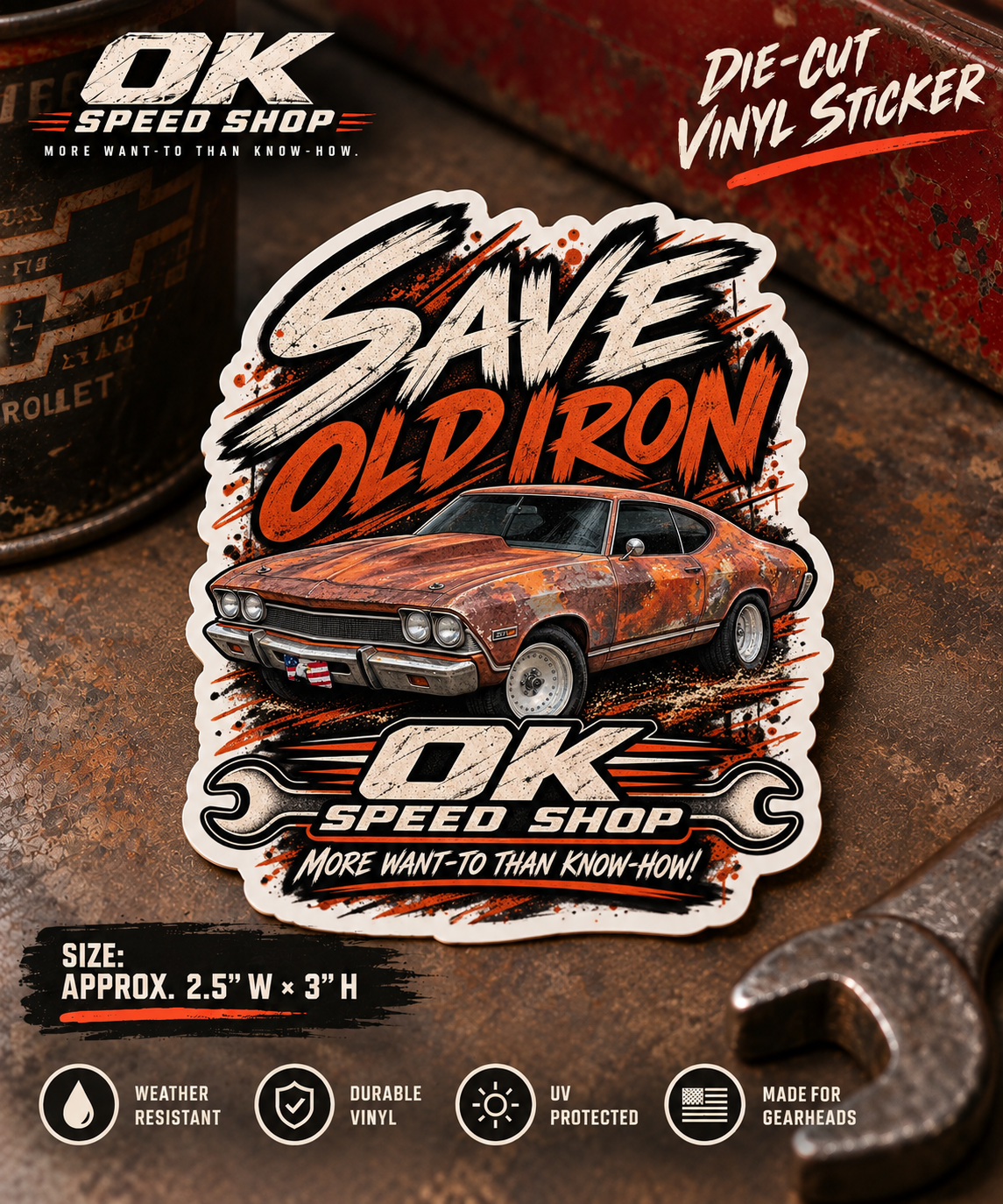 Save Old Iron Sticker